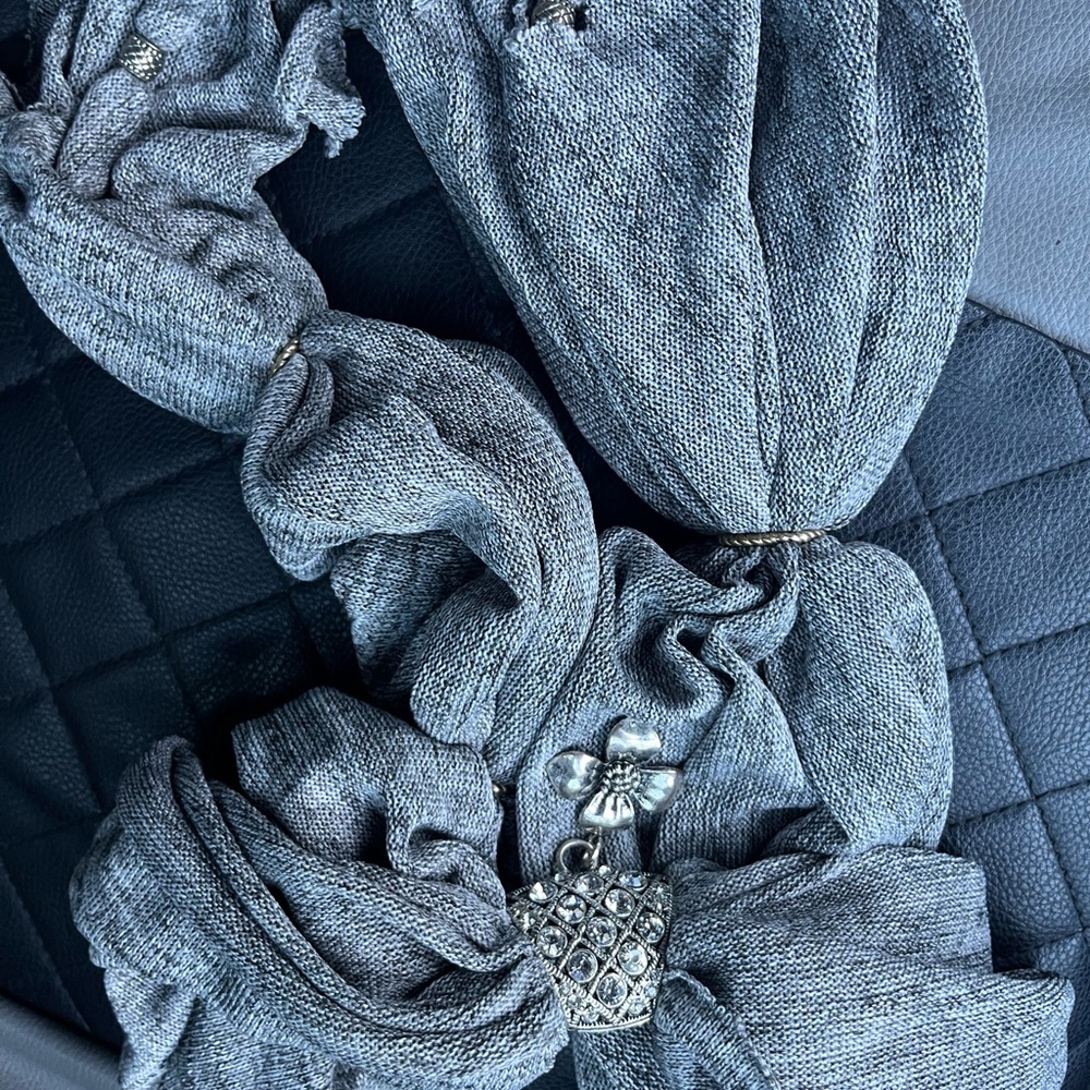 Gray Scarf with Silver Charm - Picture 5 of 7